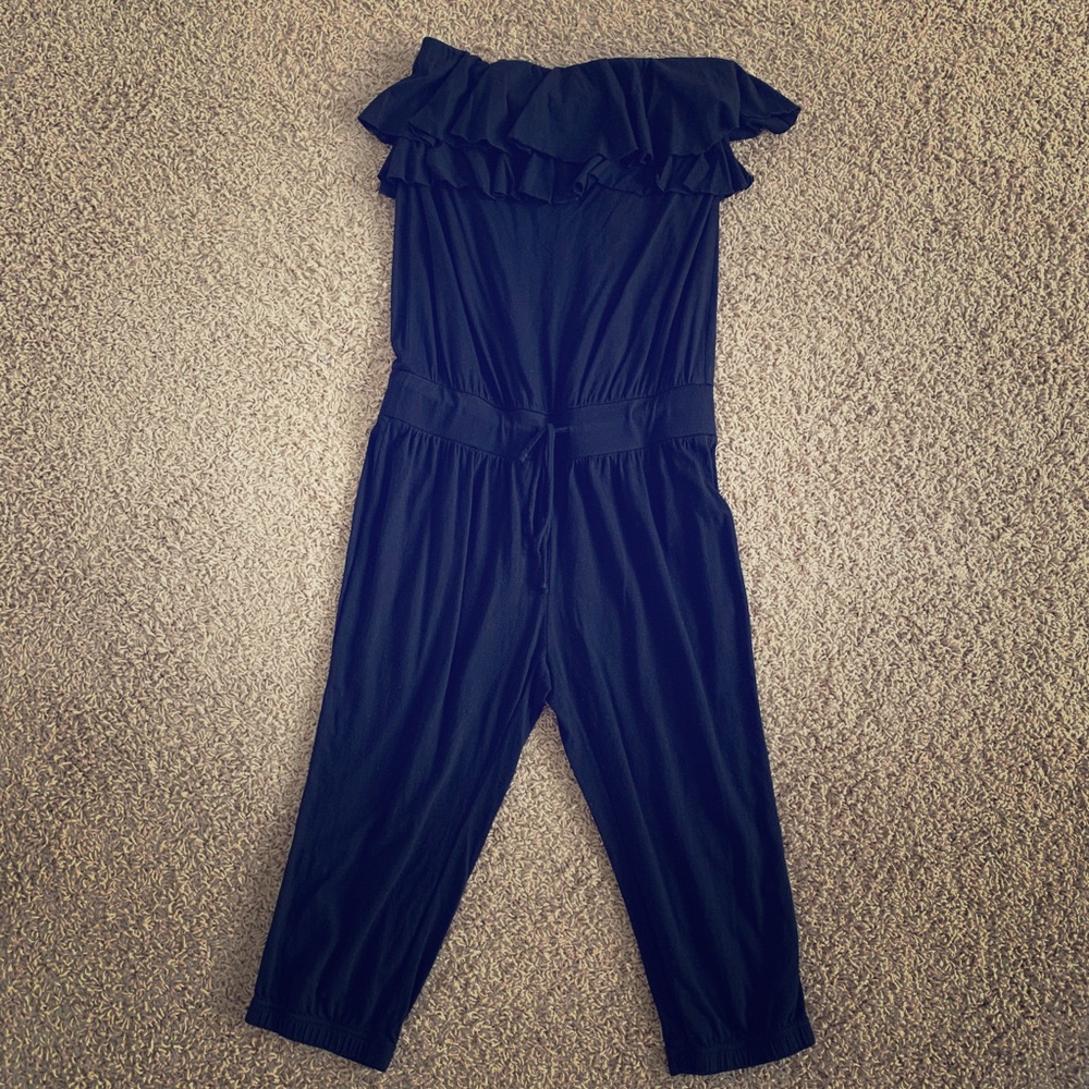 Strapless Romper with ruffle accent